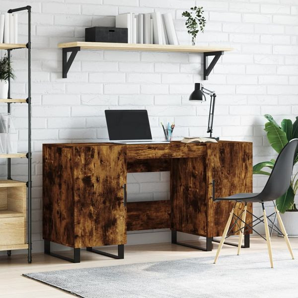 vidaXL Schreibtisch Räuchereiche 140x50x75 cm Holzwerkstoff, 829577