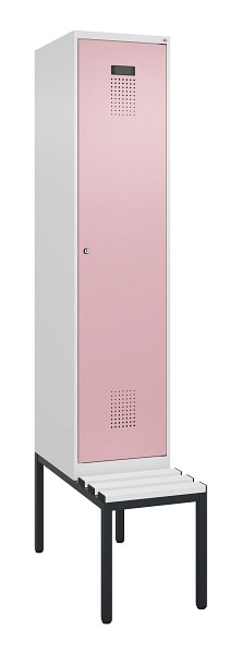 C+P Spind Evolo PLUS, 1 Abteile, 2120x400x815mm, 9016/3015, Haken 4, Zylinderschloss, Sitzfläche Kunststoff, Sitzbank, 0490507-12 S10099