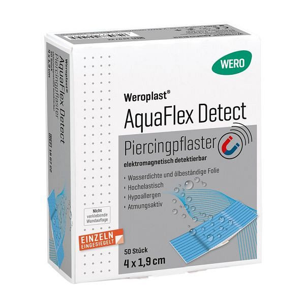 WERO Weroplast AquaFlex Detect Piercingpflaster 4x1,9 cm, detektierbar, VE: 50 Stück, 180722