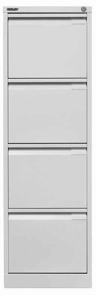 BISLEY Hängeregistraturschrank 4 Schubladen - Metall Aktenschrank DIN A4 | 355 Silber 62x80x132cm
