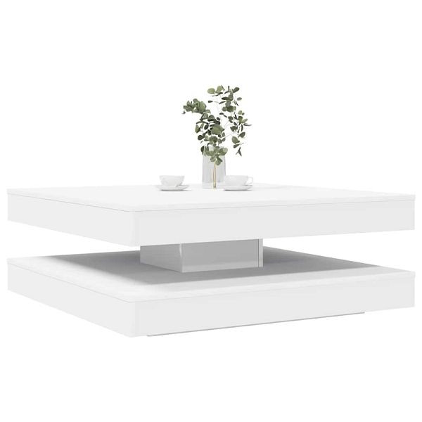 vidaXL Couchtisch 360-Grad Drehbar Weiß 90x90x34,5 cm, 3321351