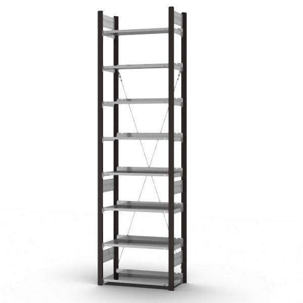 hofe Grundregal, zerlegt, 8 Böden 2700 x 300 x 750 mm, verzinkt Stützprofile - anthrazitgrau/RAL 7016, HAG27307EX
