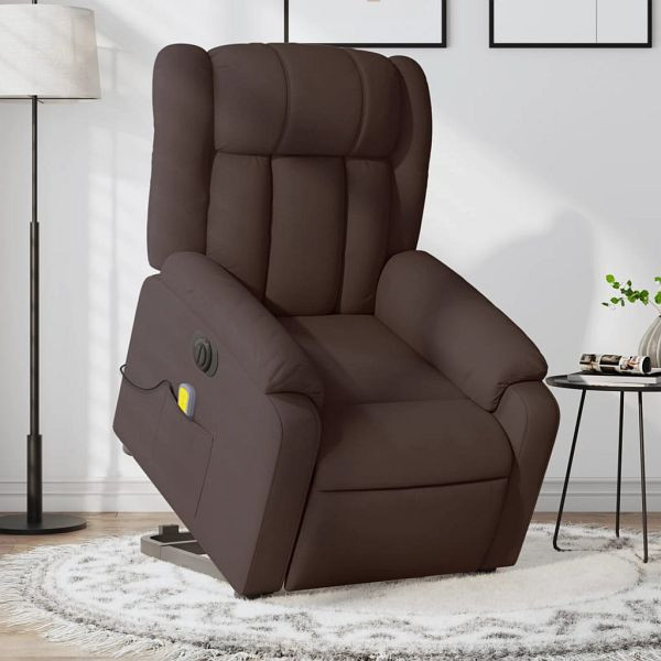 vidaXL Elektrischer Massagesessel mit Aufstehhilfe Dunkelbraun Stoff, 3205357