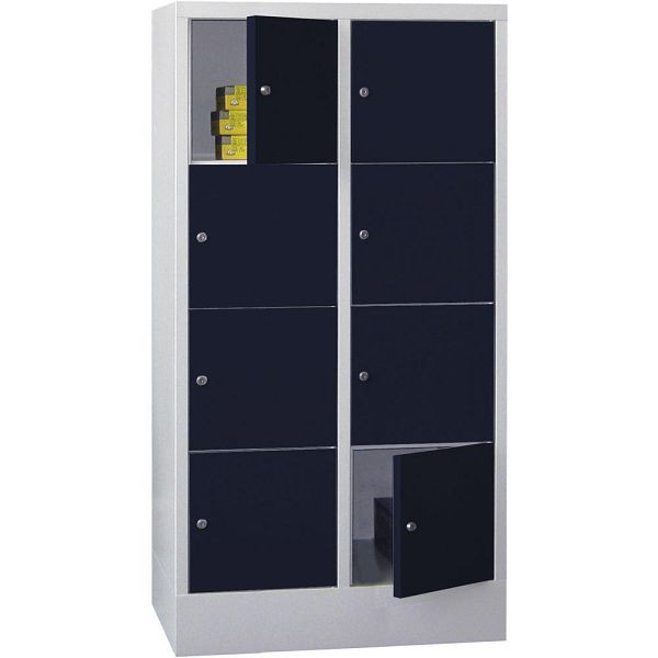 Deskin Schließfachschrank CLASSIC mit glatten Türen, Korpus lichtgrau, Türen Anthrazitgrau, H 1518 x B 800 x T 500 mm, 264155