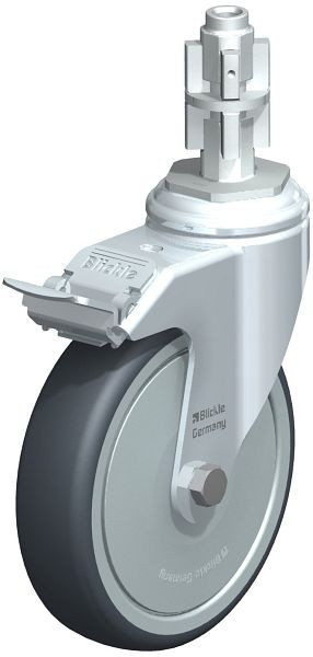 Blickle LKRA-TPA 126K-11-FI-FK-E14 Apparate-Lenkrolle mit Expander & Feststeller, Thermoplastisches Gummi-Elastomer, Grau, 613026