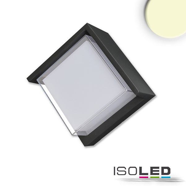 ISOLED LED Wandleuchte eckig, 6W, IP54, sandschwarz, warmweiß, 114265