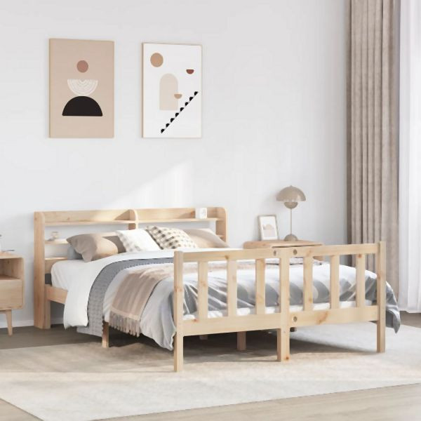 vidaXL Massivholzbett ohne Matratze 135x190 cm Kiefernholz, 3306570