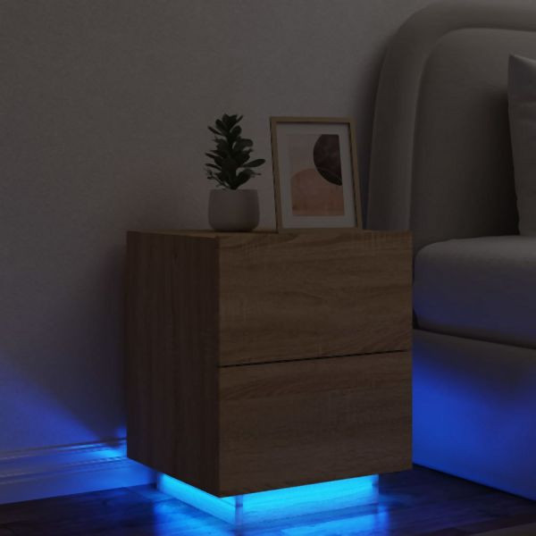 vidaXL Nachttisch mit LED-Leuchten Sonoma Eiche Holzwerkstoff, 836739