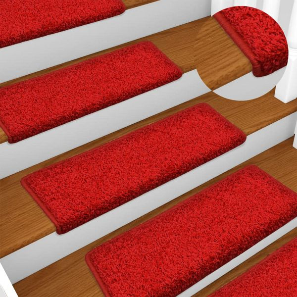 vidaXL Teppich-Treppenstufen 15 Stück 65x21x4 cm Rot, 134582