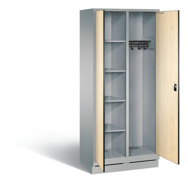 C+P Putzmittel-Spind Evolo, H1800xB810xT500mm, Farbe: Weißaluminium / Dekor Donau-Ahorn, 48160-22 S10137