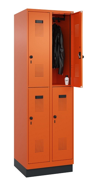 C+P Doppelstöckiger Spind Evolo PLUS, mit Sockel, 4 Fächer, 1950x600x500mm, 2004, Drehriegel, 049320-20 S10023