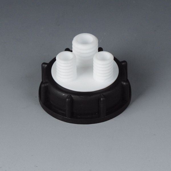 Bohlender Kanister-Verteiler Kappe PE und Verteilerkörper PTFE, Kanistergewinde S 60, Hälse GL 3 x 18, D 762-20