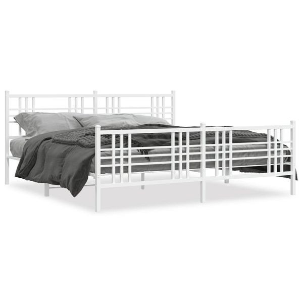 vidaXL Bettgestell mit Kopf- und Fußteil Metall Weiß 200x200 cm, 376398