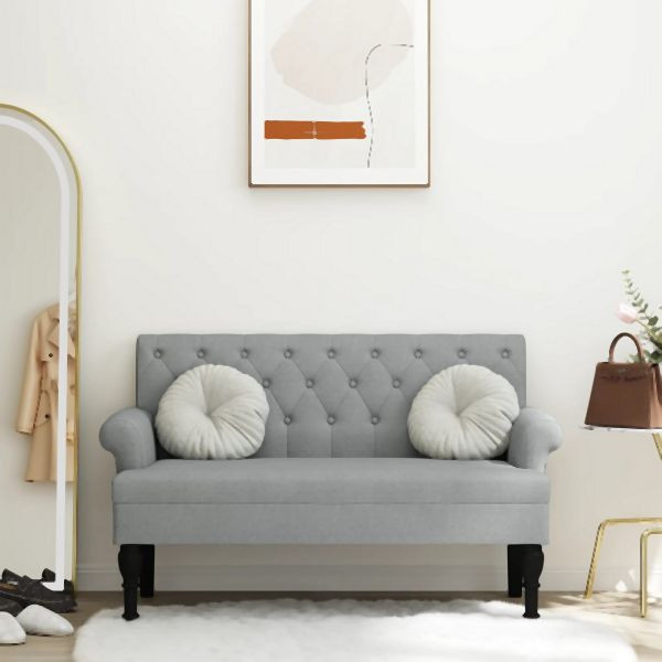 vidaXL Sitzbank mit Rückenlehne Hellgrau 120x62x75,5 cm Stoff, 372120