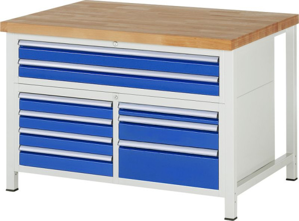 RAU Werkbank Serie 8000 - Modell 8923, B1250 x T900 x H840 mm, Systemunterbau B1235 x T850 x H800 mm, 03-8923A2-129B4S.11