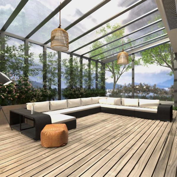 vidaXL 11-teilig Garten-Lounge-Set mit Auflagen Poly Rattan Schwarz, 46827
