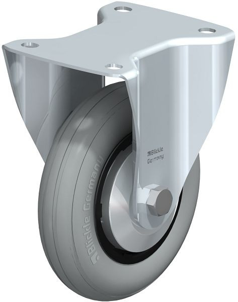 Blickle B-VWPP 160G-SG-FA Stahlblech-Bockrolle, mittelschwere Ausführung, mit Anschraubplatte, Weichgummi, Grau, 849981