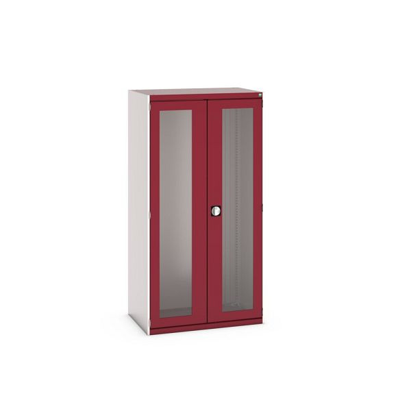 bott cubio Sichtfensterschrank, BxTxH: 1050x525x2000mm, RAL 7035/3004, Purpurrot, 40013023.24V