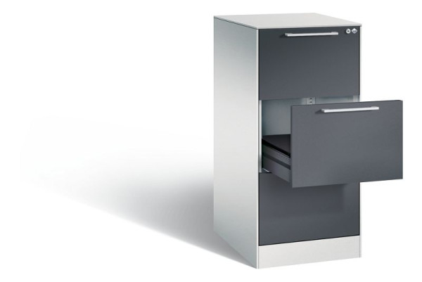 C+P Karteischrank Asisto, H1010xB440xT600mm, Farbe: Lichtgrau / Schwarzgrau, Bügelgriff, 146245-321 S10029