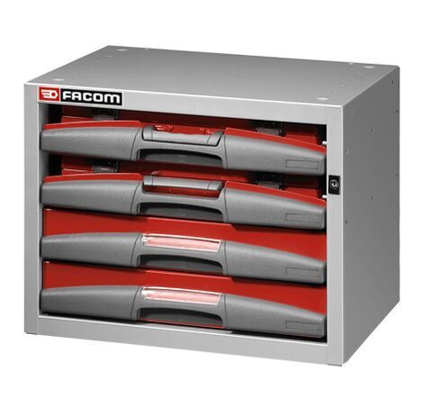 Facom Matrix Regal, klein, tief, mit 2 festen und 2 austauschbaren Schubladen, F50000101