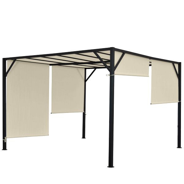 Mendler Pergola Baia, Garten Pavillon Terrassenüberdachung, stabiles 6cm-Stahl-Gestell + Schiebedach, 3x3m, 45545