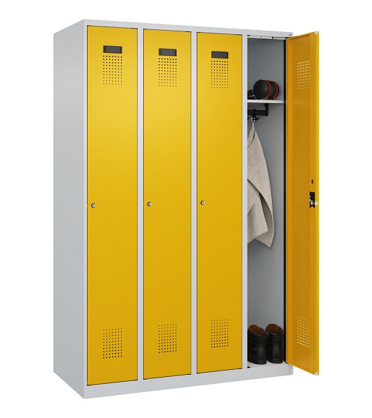 C+P Spind Evolo PLUS, 4 Abteile, 1850x1200x500mm, 7035/1004, Verschluss Zylinderschloss, Ablageböden 4, 049000-40 S10027