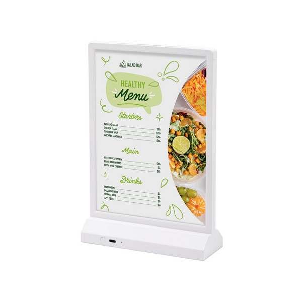 Showdown Displays LED T Aufsteller - A5 Hochformat Weiß, TA5PWHITELED