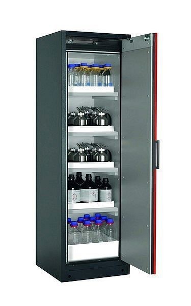 asecos Sicherheitsschrank Q-CLASSIC-90, Q90.195.060.R in verkehrsrot RAL 3020 mit 4x Wannenboden Standard (Polypropylen), 30073-046-33418