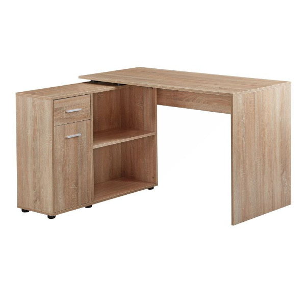 Wohnling Design Eckschreibtisch mit Regal Sonoma 120 x 75,5 x 106,5 cm, WL5.304
