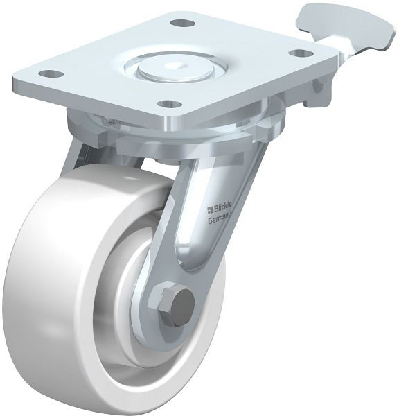 Blickle LO-SPO 127K-RI4 Stahlgeschweißte Schwerlast-Lenkrolle, Polyamid, Weiß, 852993