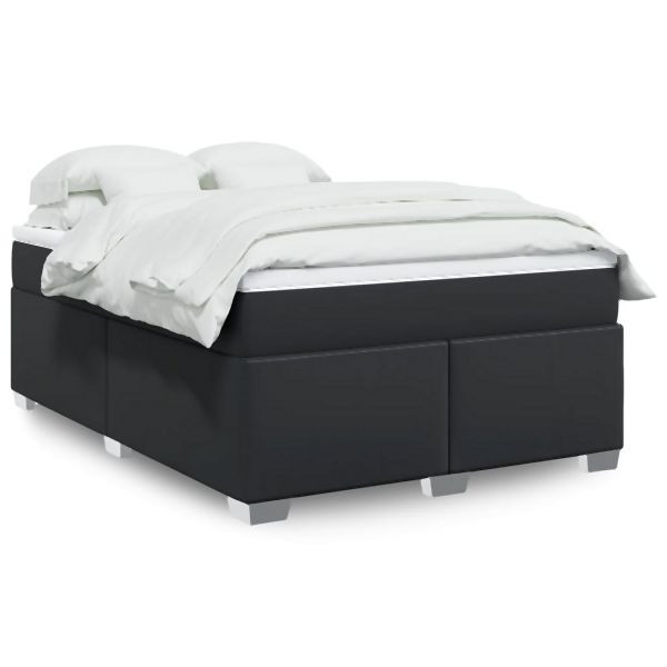 vidaXL Boxspringbett mit Matratze Schwarz 140x190 cm Kunstleder, 3285209