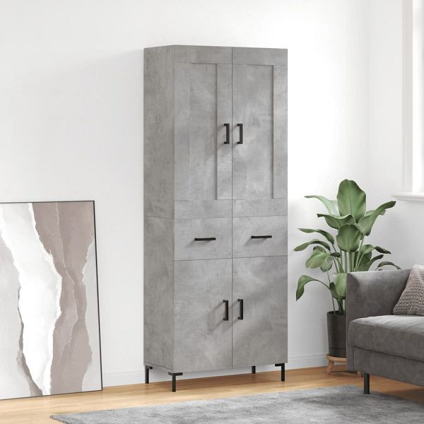 vidaXL Highboard Betongrau 69,5x34x180 cm Holzwerkstoff, 3199877
