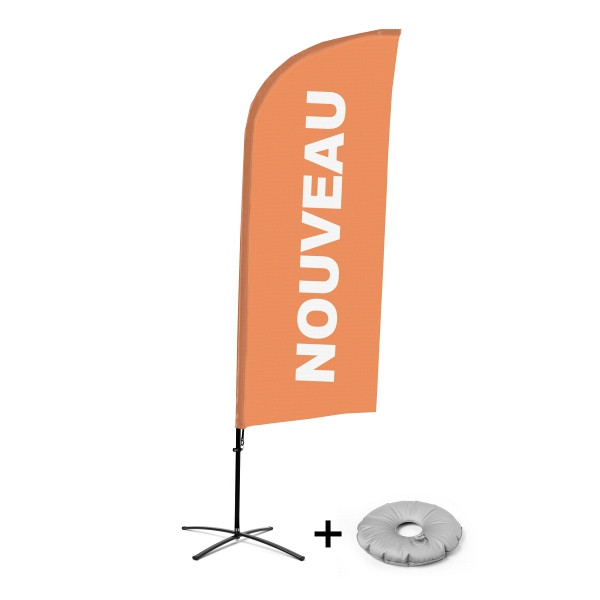 Showdown Displays Beachflag Alu Wind Komplett-Set Neu Orange Französisch Kreuzständer, BFAW310-CB30-WB-I503