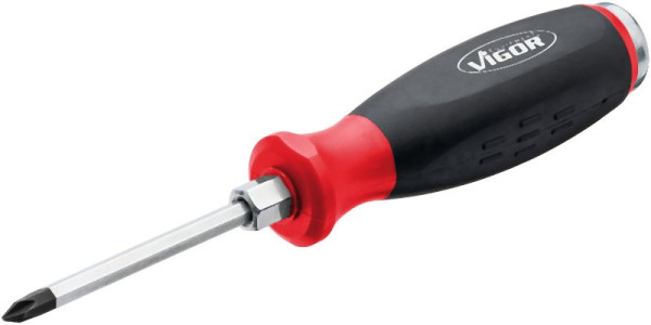 VIGOR Schraubendreher mit Schlagkappe, mit Antriebsvierkant, Kreuzschlitz Profil PH, SW PH1, V5010-PH1