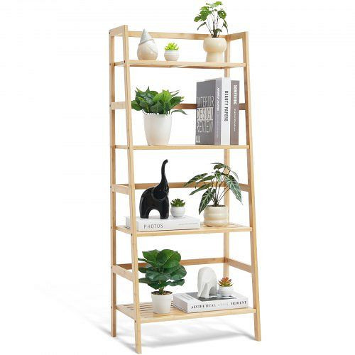 VEVOR 4-stöckiges trapezförmiges Bambus Leiterregal, freistehend, für Bücher, Blumen und Akten, ideal für Bad, Schlafzimmer, Büro, TBSJTBZZTX4GVCXBQV0
