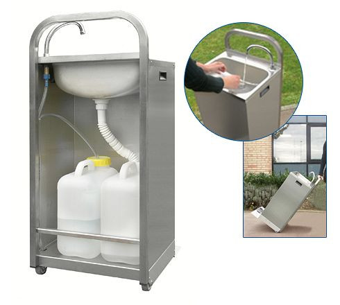 SOFINOR Mobiles Handwaschbecken, ohne Durchlauferhitzer rechteckiges, gezogenes Becken, 400 x 250 x 140 mm, LMASWA
