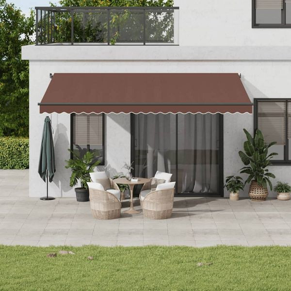 vidaXL Markise Manuell mit LEDs Braun 500x300 cm, 3310217