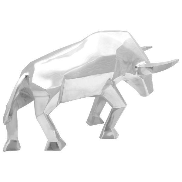 vidaXL Stierskulptur Silber 74x23x39 cm Aluminium, 42000144