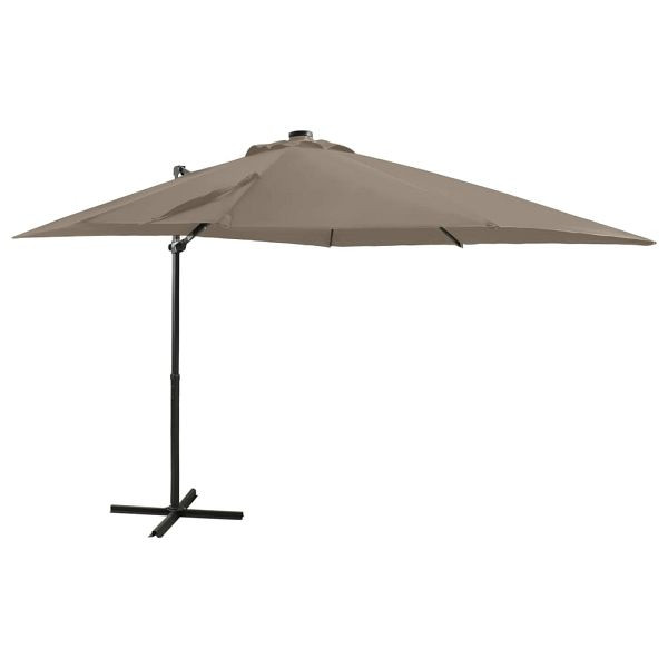 vidaXL Ampelschirm mit Mast und LED-Beleuchtung Taupe 250 cm, 312323