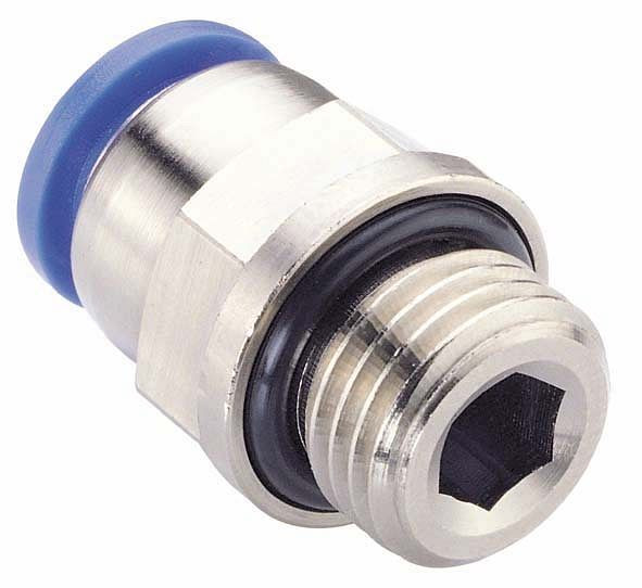 timmer B-GE-16-3/8-MSv-bl, Gerade Einschraubverschraubung zylindrisch mit O-Ring-Abdichtung, Schlauch-Ø: 16 mm, Gewinde: 3/8", VE: 5 Stück, 03016210