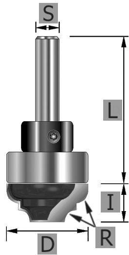 Edessö Profilfräseräser HW, Schaft-Kugellager, A: 35, R: 5,6, B: 14,3, C: 12, 105735012