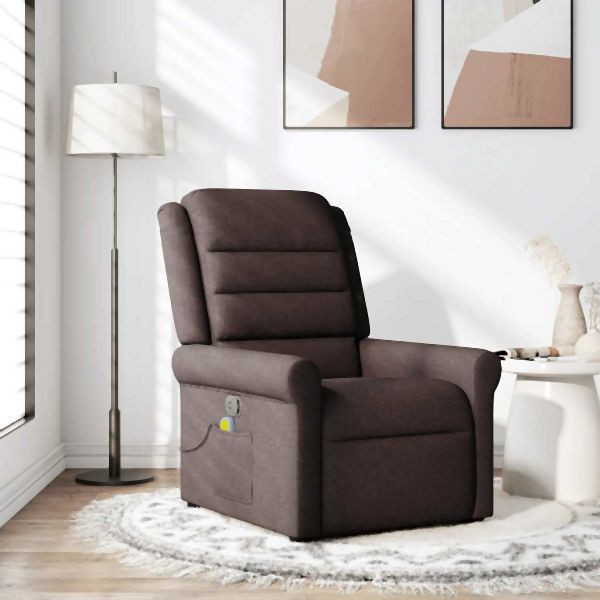 vidaXL Massagesessel Dunkelbraun Stoff, 4015651, 8721158336576