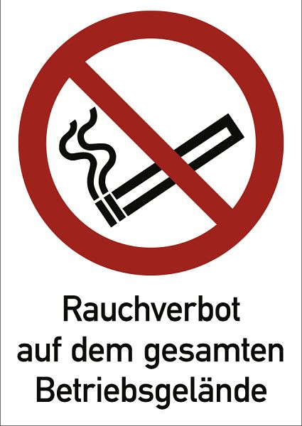 Moedel Rauchverbot auf dem gesamten Betriebsgelände ISO 7010, Kombischild, Aluminium, 262x371 mm, 98915
