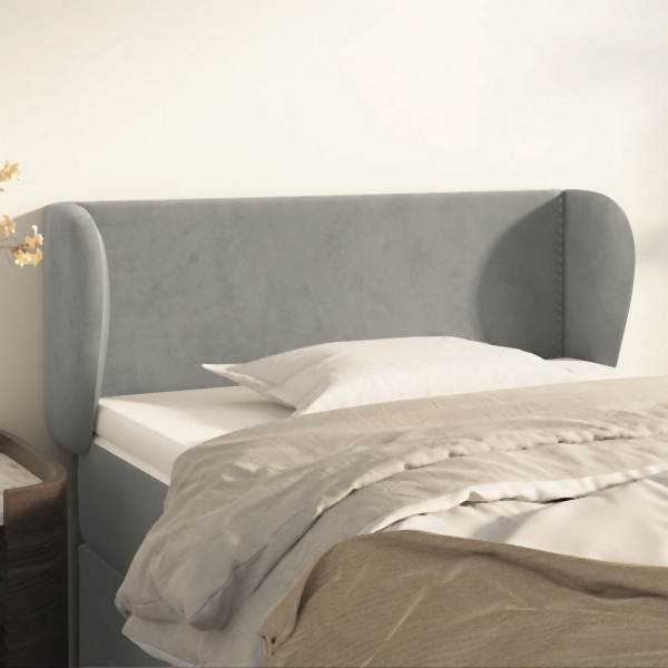 vidaXL Kopfteil mit Ohren Hellgrau 93x23x78/88 cm Samt, 3117040
