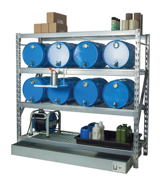 Rapid Abfüllplatz mit Auffangwanne für 8x 60 l und 2 Gitterrostauflagen, 25 070