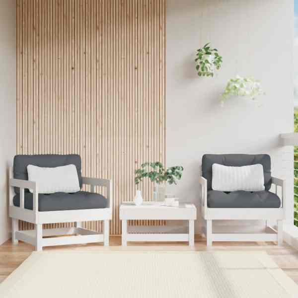 vidaXL Gartenstühle mit Kissen 2 Stück Weiß Massivholz Kiefer, 825444