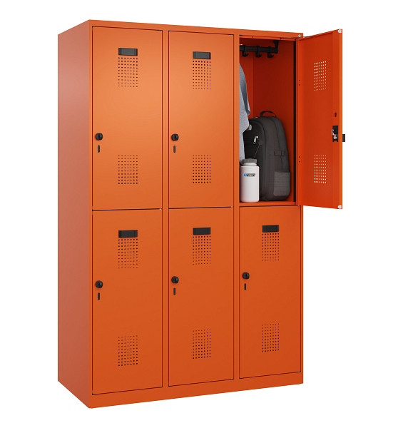 C+P Doppelstöckiger Spind Evolo PLUS, 6 Fächer, 1850x1200x500mm, 2004/2004, Drehriegel, 049300-32 S10023