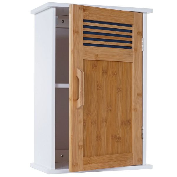 Mendler Hängeschrank HWC-A85, Badschrank Wandschrank Bambus, 52x35x21cm weiß, 57143