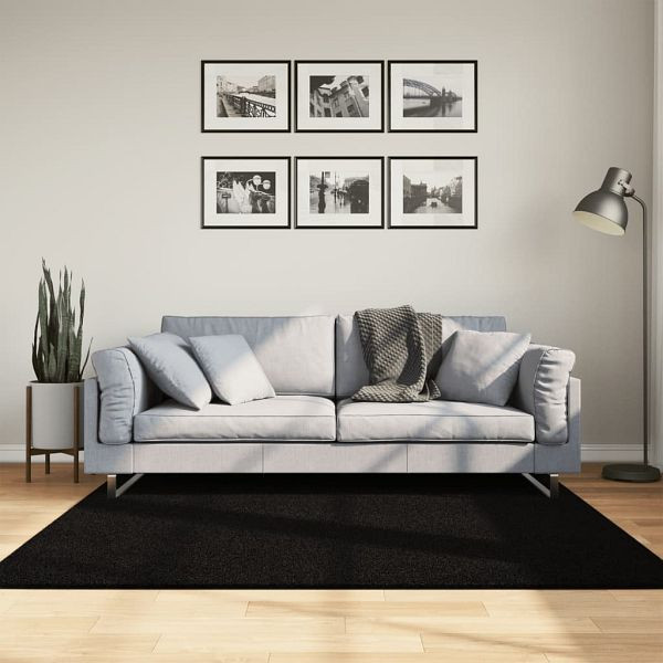 vidaXL Teppich HUARTE Kurzflor Weich und Waschbar Schwarz 160x160 cm, 375116