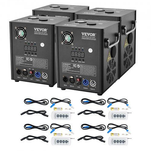 VEVOR 4x Funkenmaschine 500 W Aluminiumlegierung DMX Controller Einstellbar 2–4m 7 min pro Nachladen Ideal für Hochzeit, DJ Show, YHKZQ500W4GWTNB7BV2